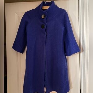 Blue Wool and Polyester Blend Fabric